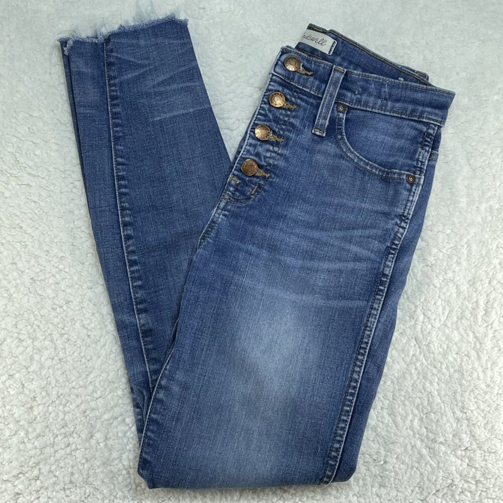 Madewell Jeans Womens Size 25 Blue 10" High Rise Skinny Ankle Frayed Leg 25x27